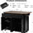 53.5''W X 29.15''D 36.5''H Kitchen Island With Power Supply, Drop Leaf, Rolling Cart, Black For And Dining Cart Outlet, Storage, On Wheels,-981450344-981450347
