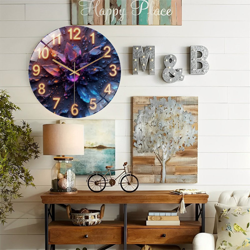 Horloge murale en cristal 12 po