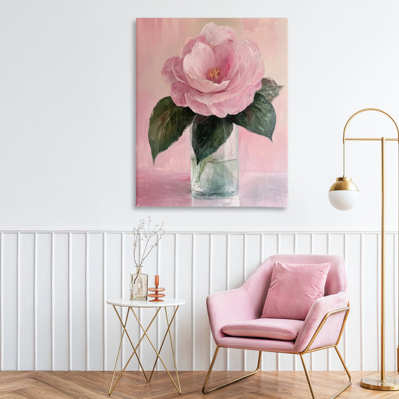 Toile de fleur de corail rose, design par Petal Prints Design, H 30 po x l 24 po