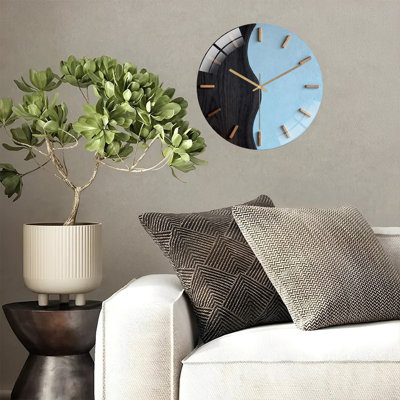 Horloge murale 12 po ronde en verre trempé avec mouvement à quartz silencieux