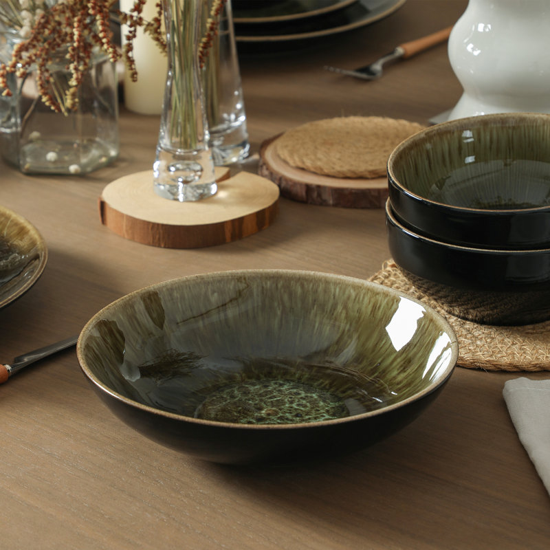 Stone Lain Riley 32-Piece Dinnerware Set Stoneware, Black