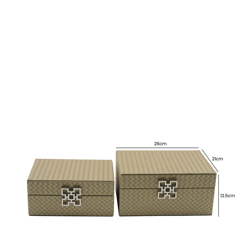 Elegant Faux Leather Jewellery Boxes, Decorative Storage Case, Gold/Silver