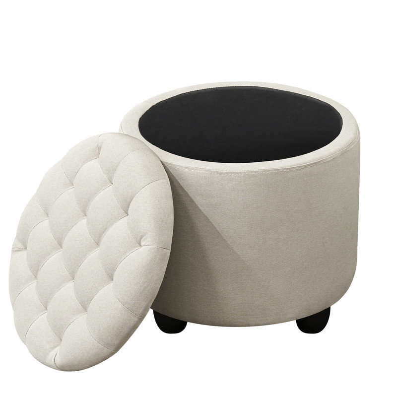 Petit repose-pieds capitonné avec rangement Modern, Blanc