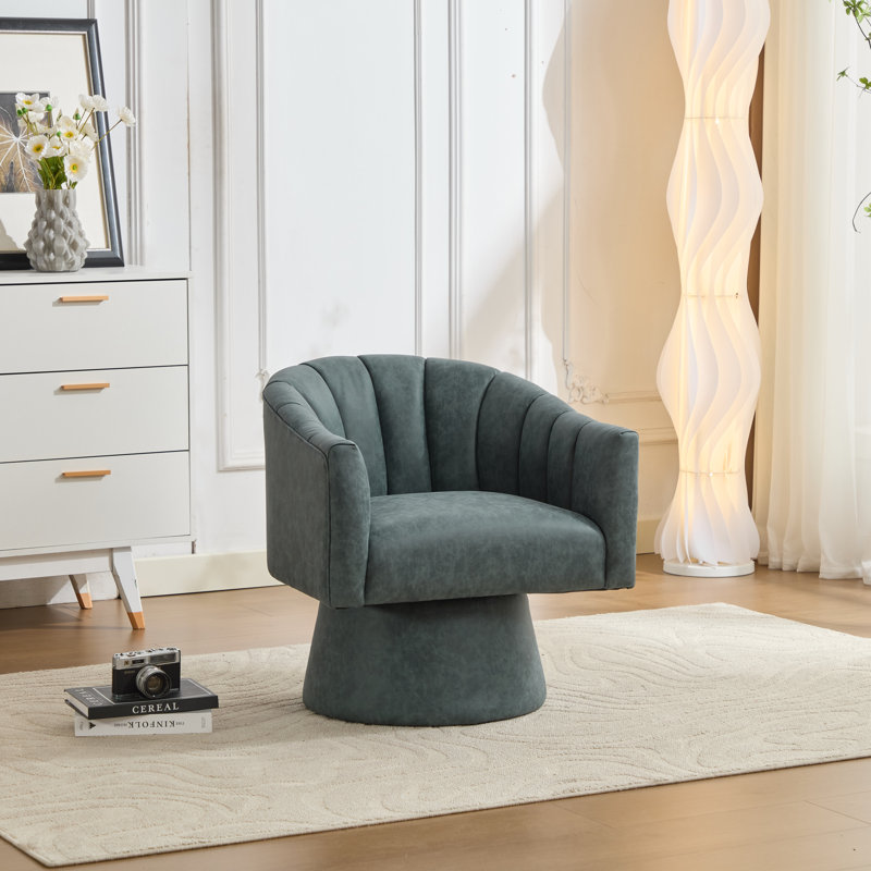 Fauteuil demi-tonneau pivotant en similicuir, Marine