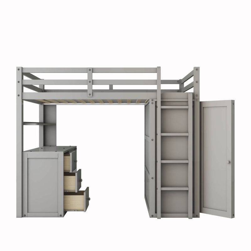 Kiya Kids Full Loft Bed, Gray