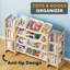 Organisateur de rangement avec 6 tablettes et 12 bacs, bibliothèque