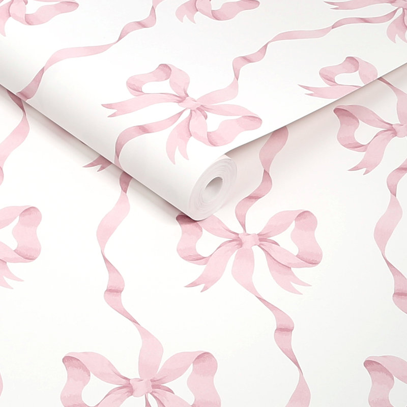 Cath Kidston Ribbon Bow Wallpaper, Pink