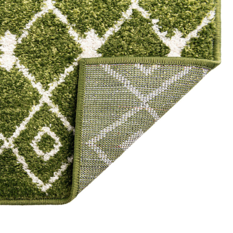 Somerville Geometric Indoor Rug, Rectangle 5'3" x 8', Green/Cream