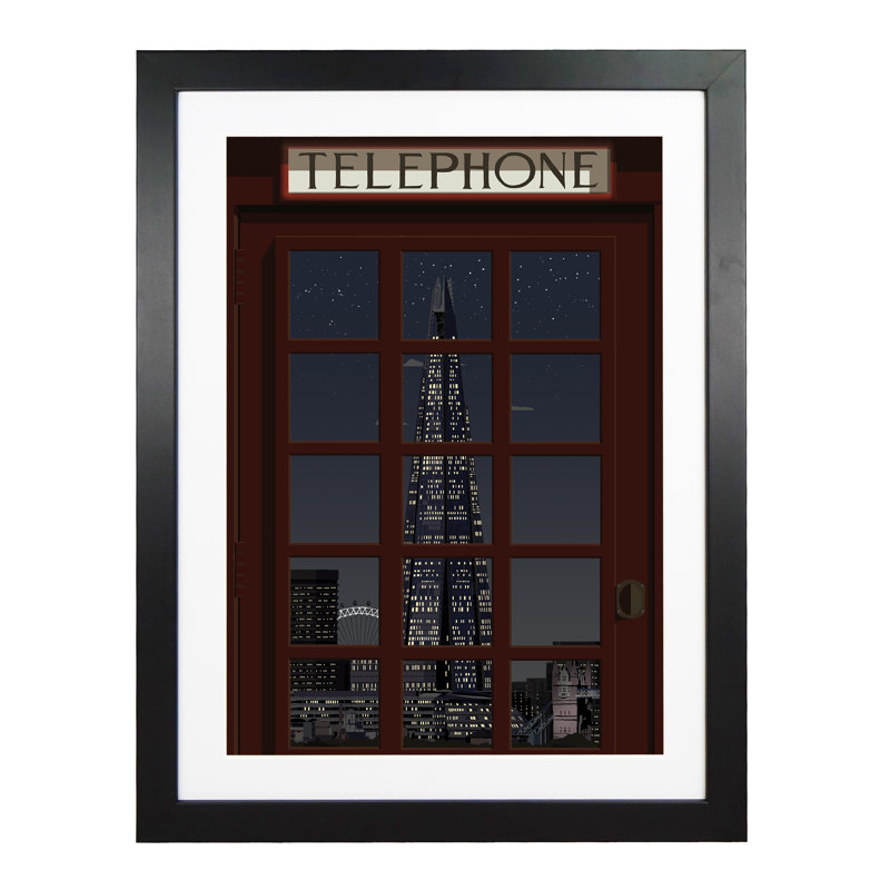 London Telephone Box 8 - Print, 40cm H x 30cm W x 3cm D, Black Framed