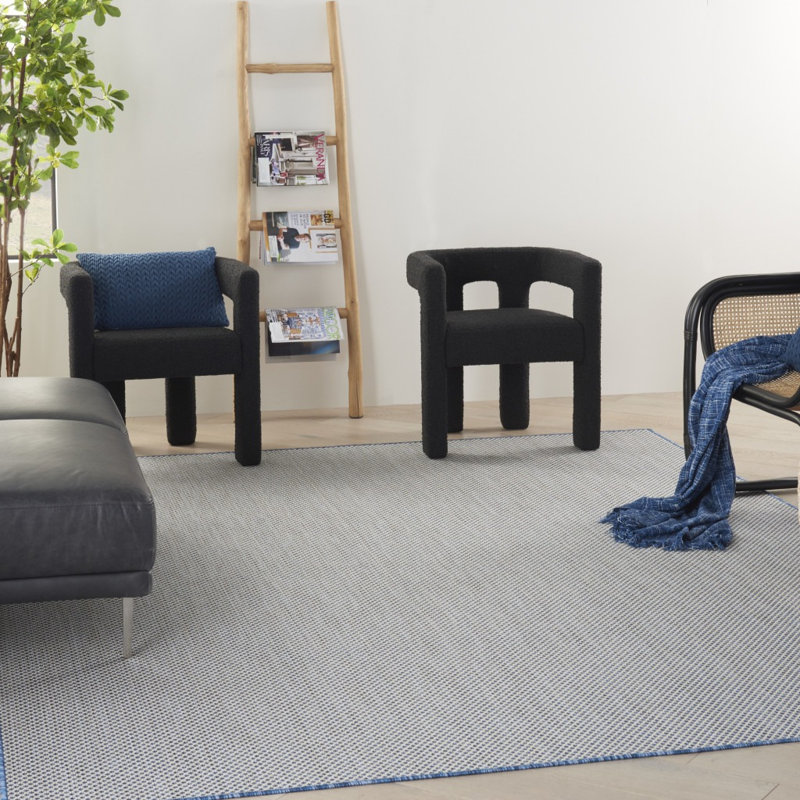 Tapis bleu tissé à la machine 7 pi x 10 pi