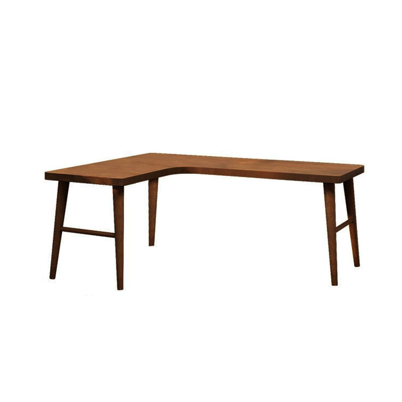 Walnut L-Shaped Solid Wood desk, 29.33" H x 54.72" W x 39.37" D, Left Hand Return