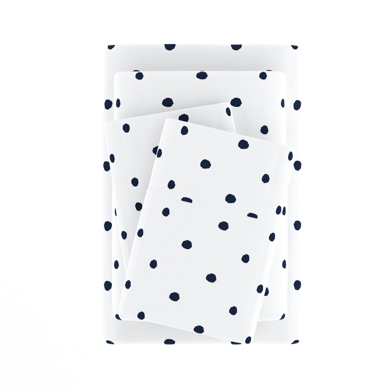 Navy Polka Dot Full Microfiber Sheet Set