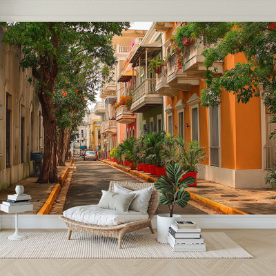 Peel and Stick Wallpaper 96" W x 69" H Modern Self Adhesive Wall Mural for Bedroom old san juan puerto rico puerto rico pictures royalty free
