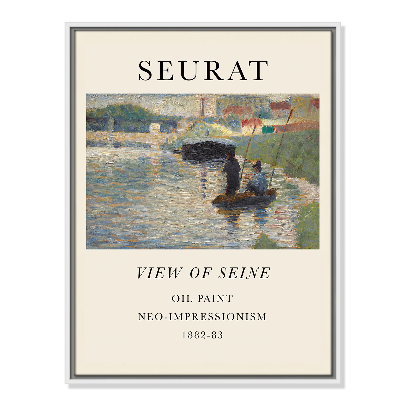 Old Masters Collection "View of Seine" Print, White Floater Frame, No, 25.5" H x 19.5" W x 2" D
