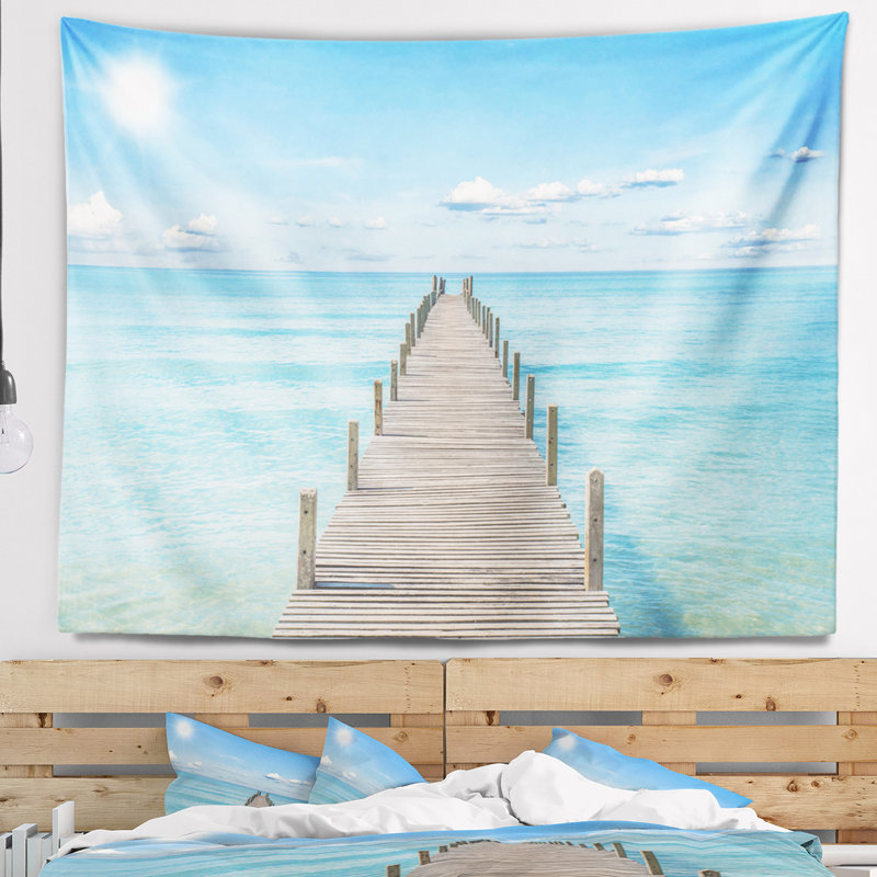 Tapisserie Seascape Pier Infinite to the Sea, H 32 po x l 39 po