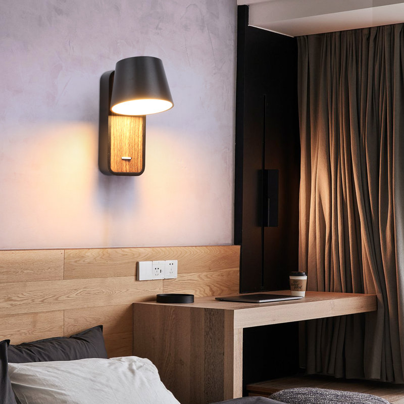 Dillman LED Plug-in Armed Sconce, Matte Black