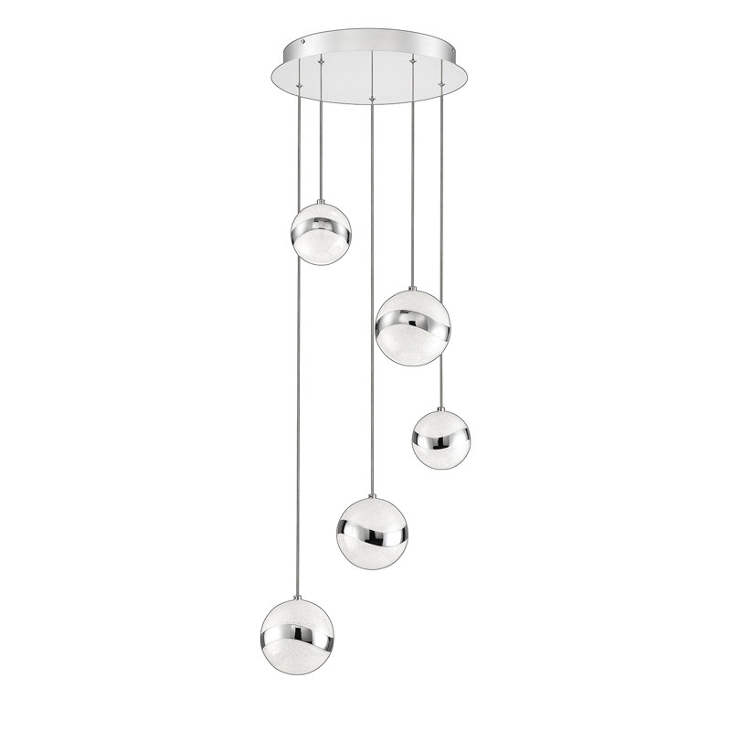 Panneau DEL chromé 5 lumières Galnares, Chrome, Chrome/argent
