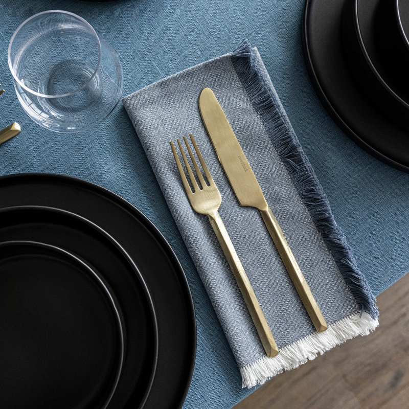 over&back Hand-Forged 18/8 Flatware Set - Service for 4, Brushed Gold