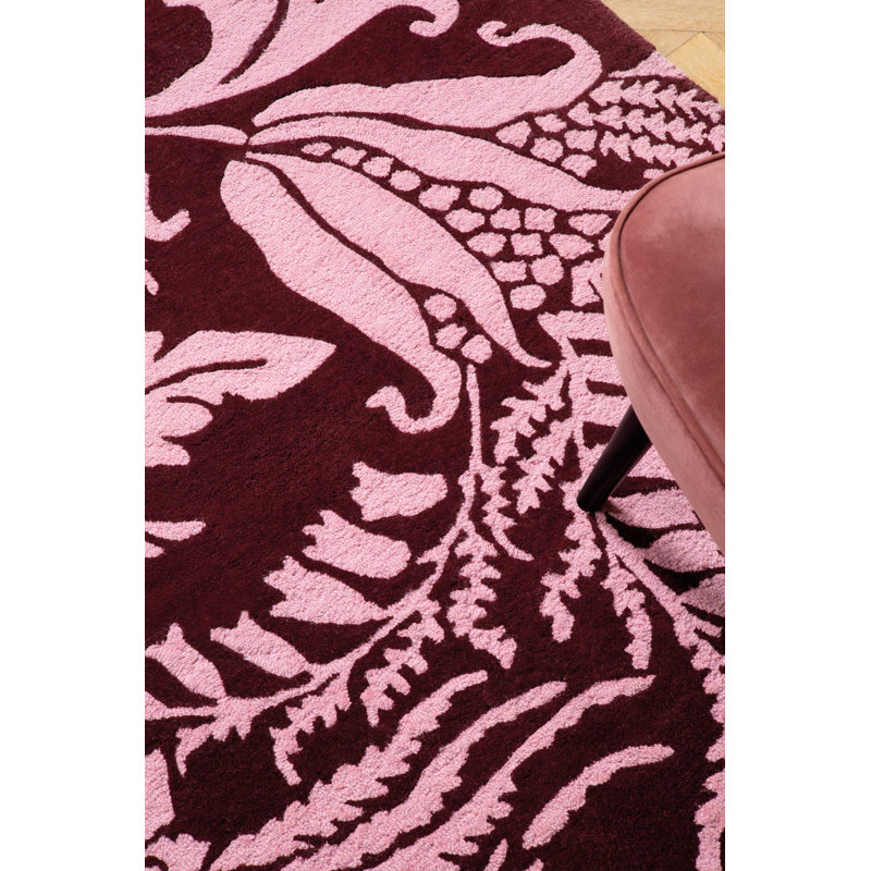 Wool Floral Area Rug in Pink/Purple, Rectangle 8'2" x 11'6"