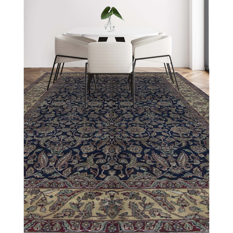 Marquis Wool Oriental Area Rug in Navy/Beige