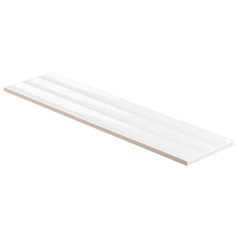 Colorplay Fluted 4.5x18 3D Crackled Glossy Ceramic Tile, White