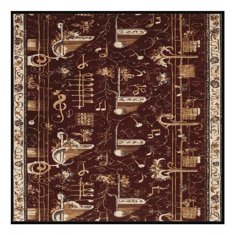 Washable Choral and Symphony Themes Music Area Rug, Square 7'