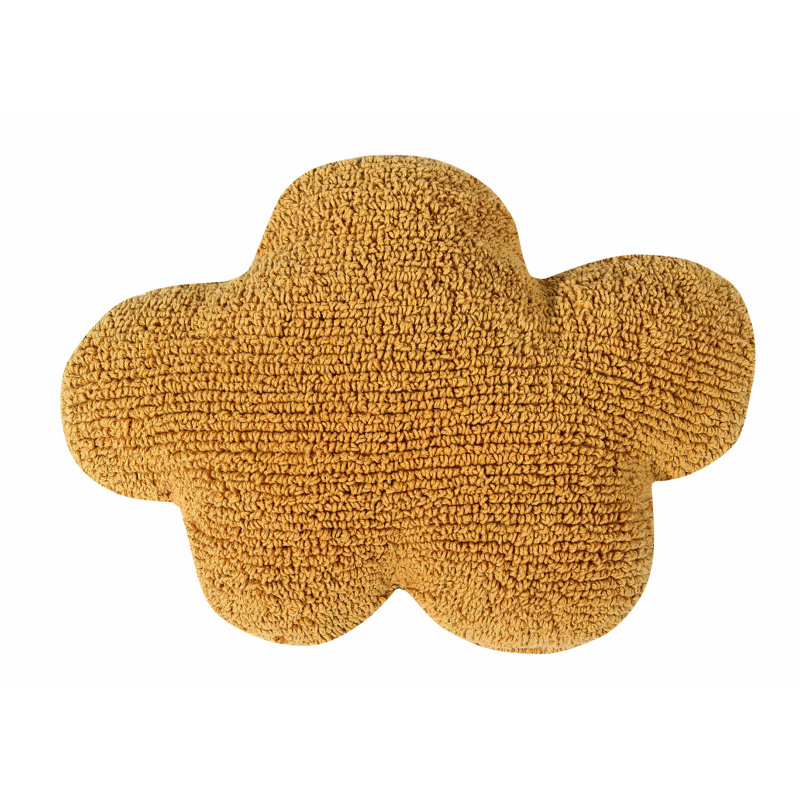 Clouds Cotton Blend Reversible Throw Pillow, Mustard