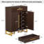 Armoire à chaussures 31,5 po en bois noyer et or avec portes
