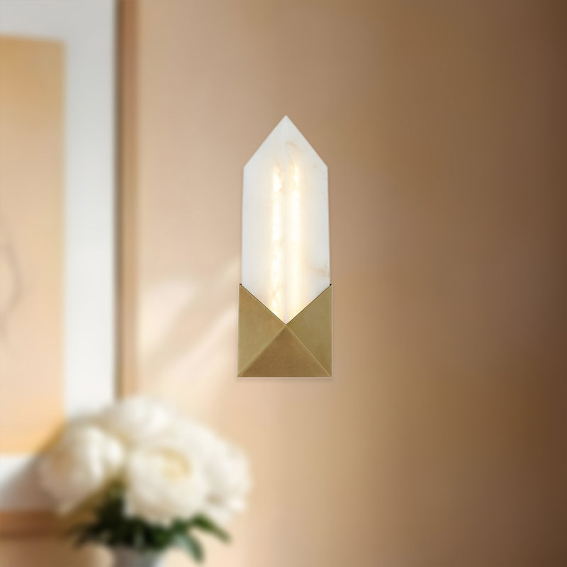 Caesar 1 - Light LED Bath Sconce, Vintage Brass/Alabaster