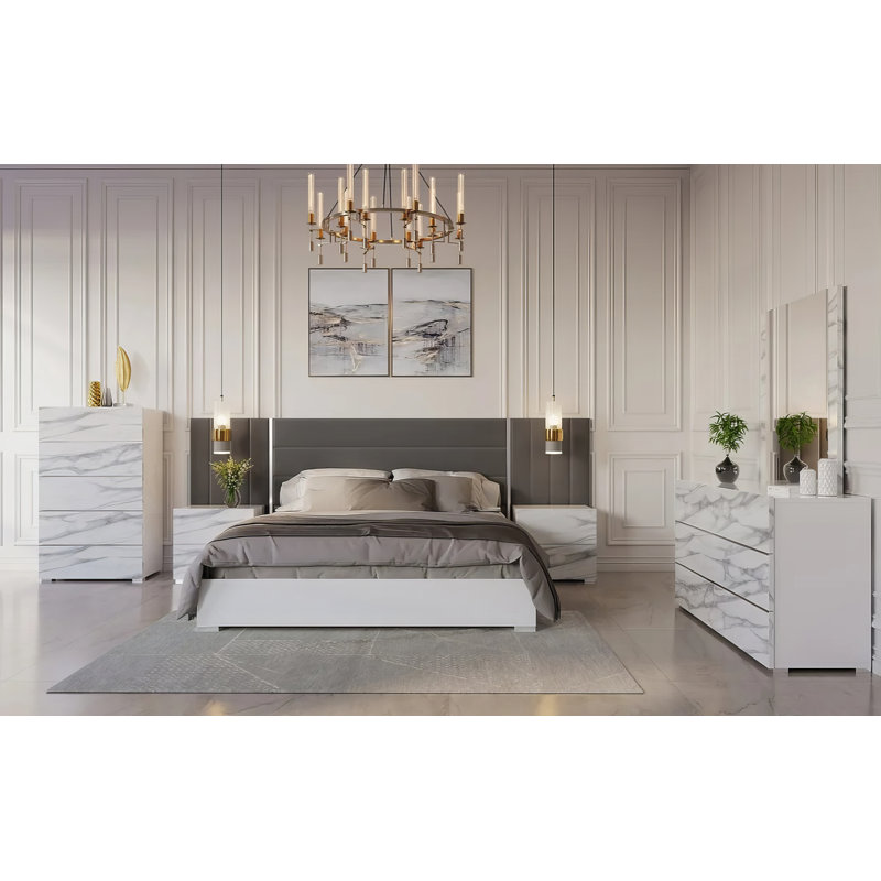 Ensemble de chambre à coucher 5 pièces Francheska, Grand