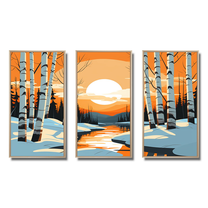 Paysage d'hiver Bolt - Paysage d'hiver, Cadre flottant brun, H 28 po x l 36 po x P 1 po
