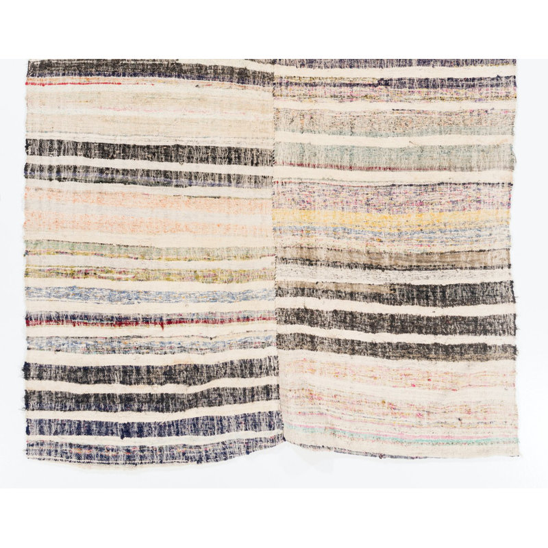 Tapis kilim anatolien en coton tissé à la main 6,4 x 10,2 pi. Revêtement de sol à tissage plat