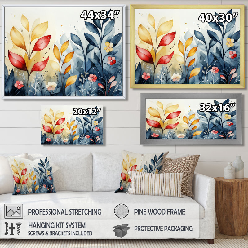 «Abstract Botanical Fern Rainbow II», reproduction d'art abstrait, H 24 po x l 32 po, Toile tendue, Ne s’applique pas