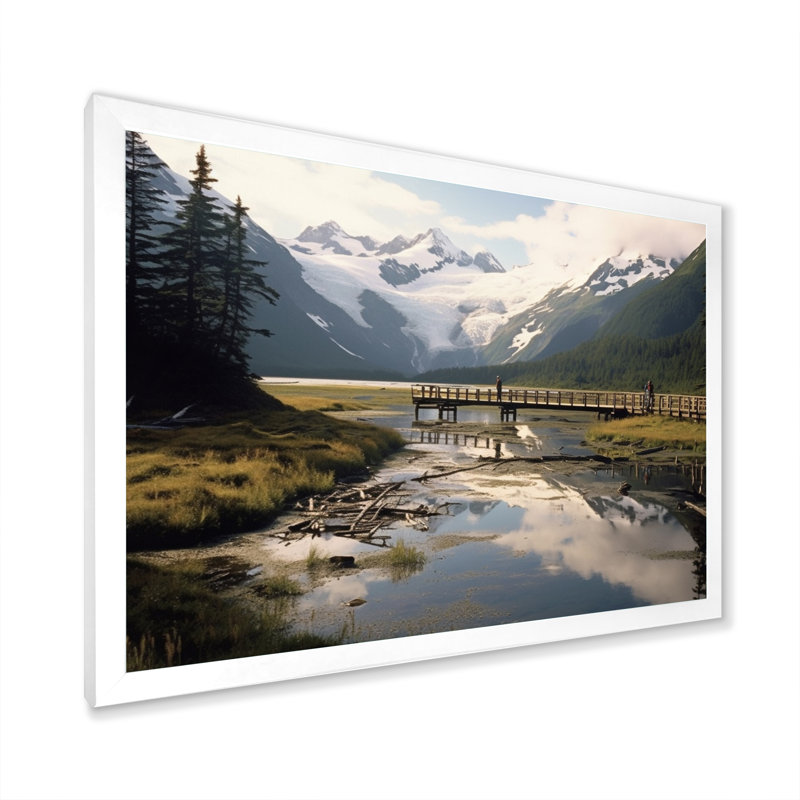 Alaska, rivière sauvage sur toile, H 12 po x l 20 po x P 1 po, Cadre photo blanc