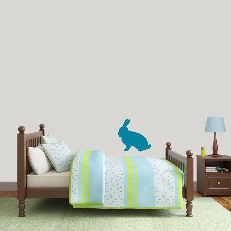 Décalcomanie murale silhouette de lapin, Bleu sarcelle