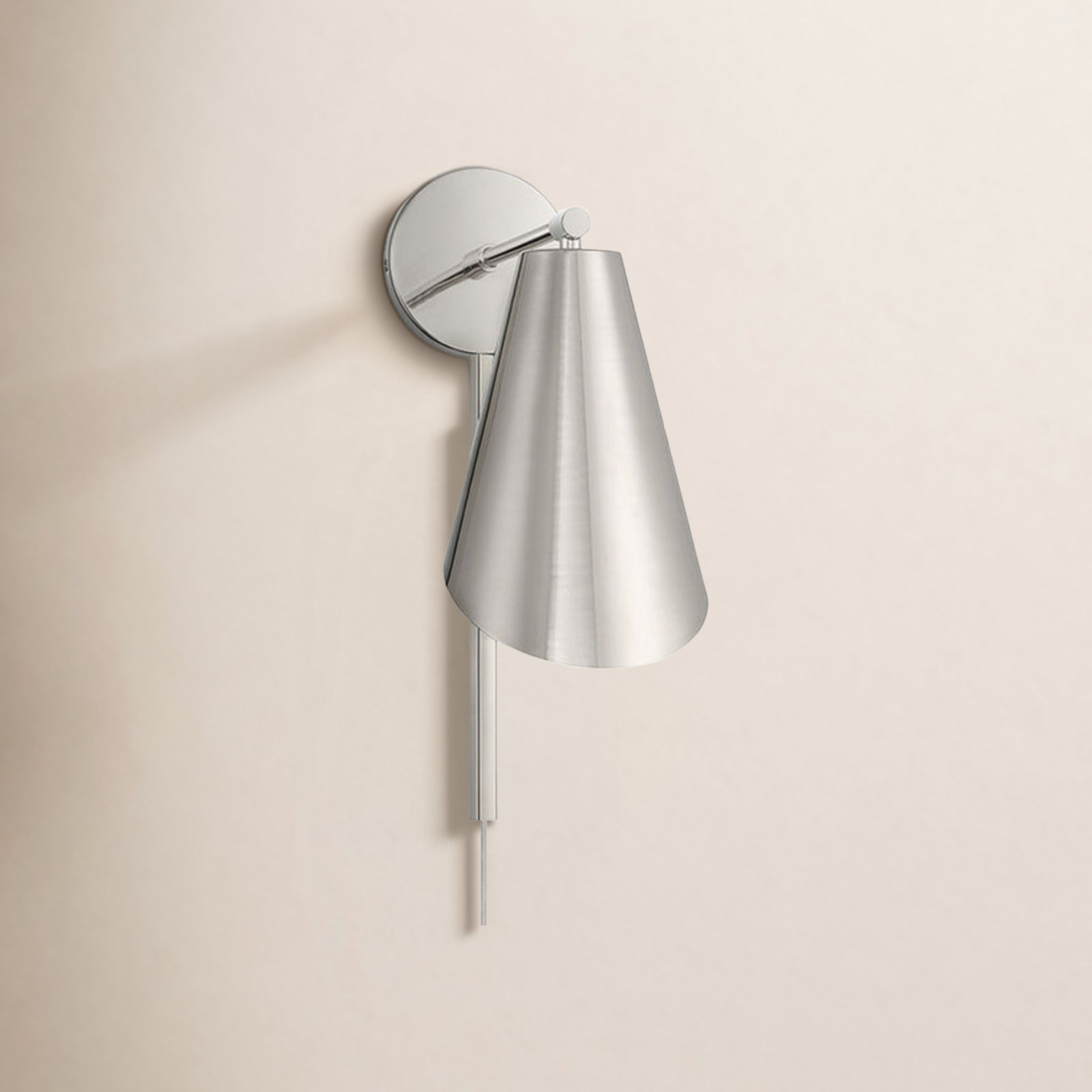 Single Light Armed Sconce, Polished Nickel