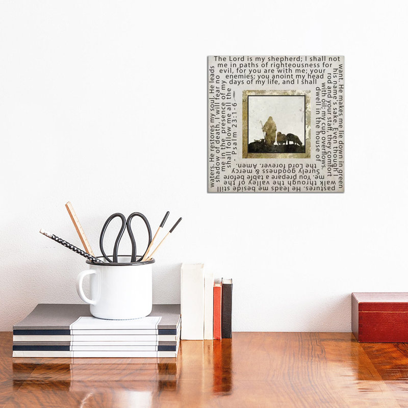 Gold Foil And Black Text Scriptures 2 by Melody Hogan - Wrapped Canvas Print, 30.48 cm H x 30.48 cm W