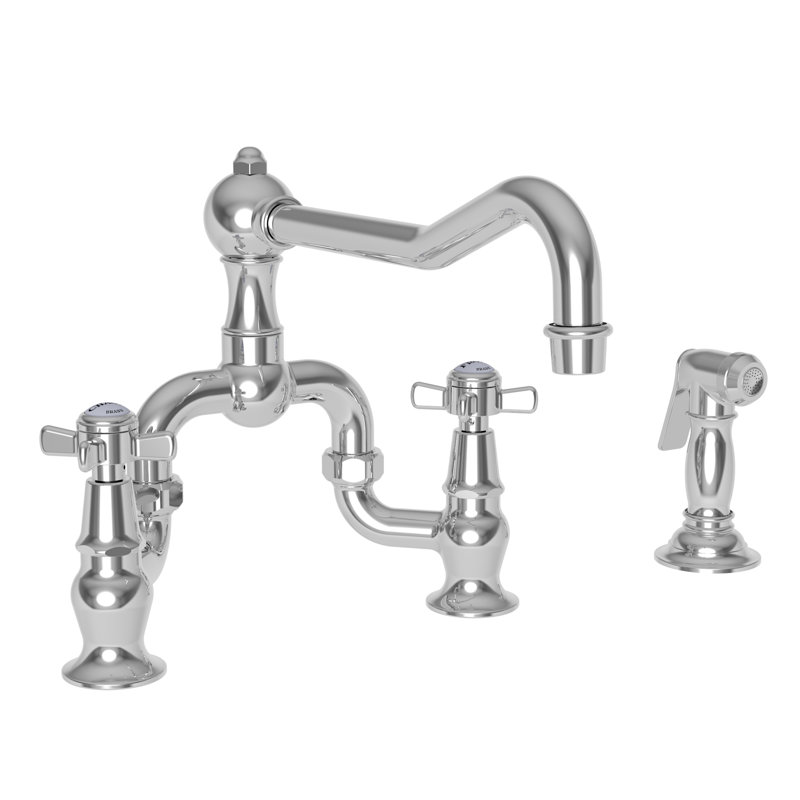 Fairfield Kitchen Bridge Faucet with Side Spray, Polished Chrome