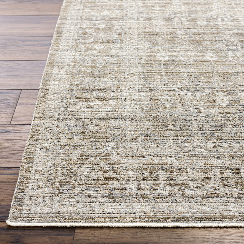 Margaret Gray and Brown Rectangular Washable Synthetic Rug