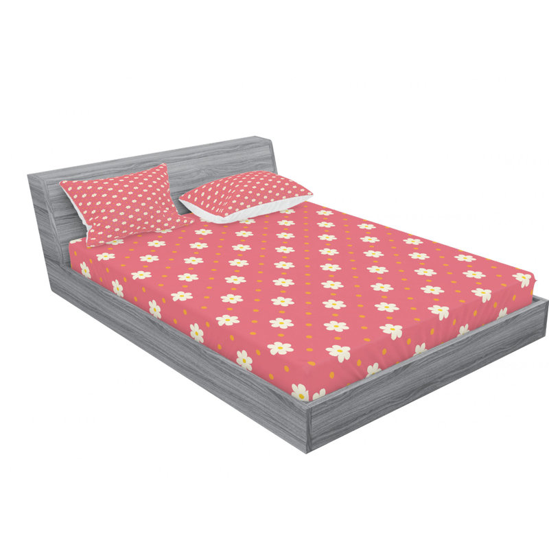 Microfiber Floral Sheet Set, Queen Sheet Set with Fitted Sheet