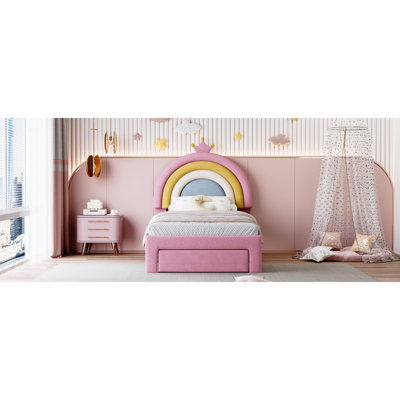 Lit plateforme tapissier Rainbow