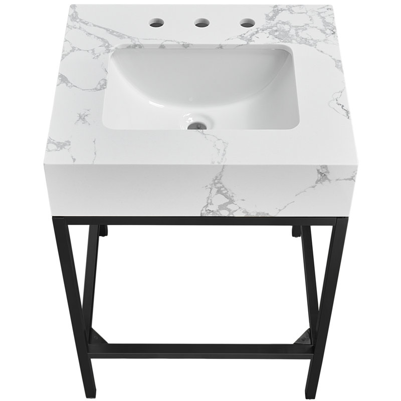Marmo 24" Single Bathroom Vanity, White, Matte Black