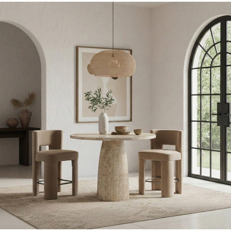 Table de bar Palaghia, H 41,75 po x L 36 po x l 36 po, Travertin
