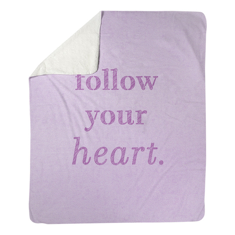 Couverture manuscrite suivre votre polaire de citation cardiaque, l 50 po x L 60 po, Violet, Moyen