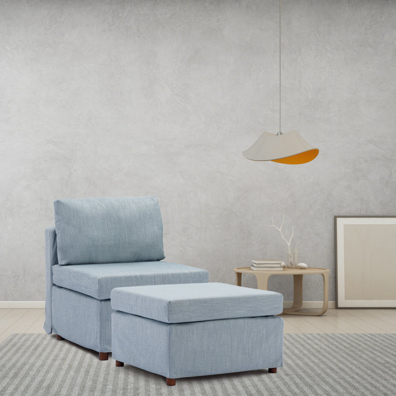 Fauteuil d'appoint sans accoudoirs Modern, Bleu clair