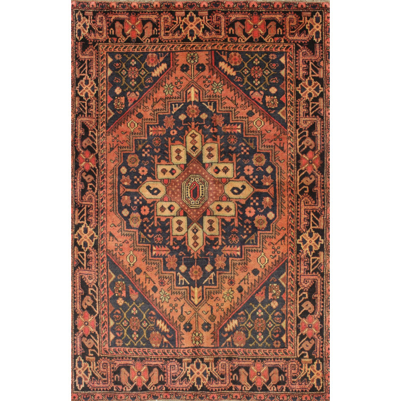Tapis traditionnel rouge / bleu, Rectangle 3 pi x 5 pi
