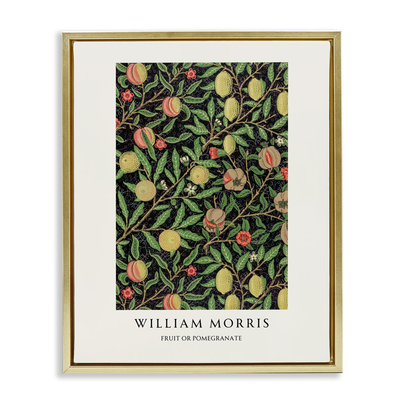 Cadre flottant à fruits ou à grenades William Morris, design par Vintage Hustle, H 31 po x l 25 po
