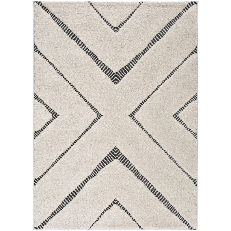 Akos Geometric Shag Area Rug, Rectangle 120 x 170cm