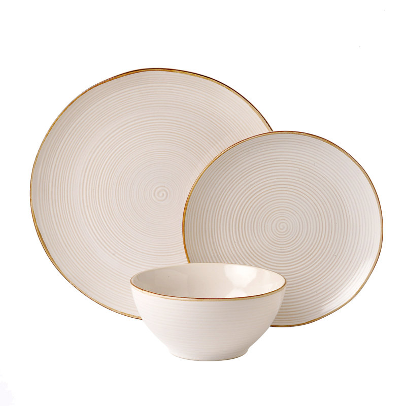 Adomas 12 Piece Dinnerware Sets, Dish Set for 4, Ivory