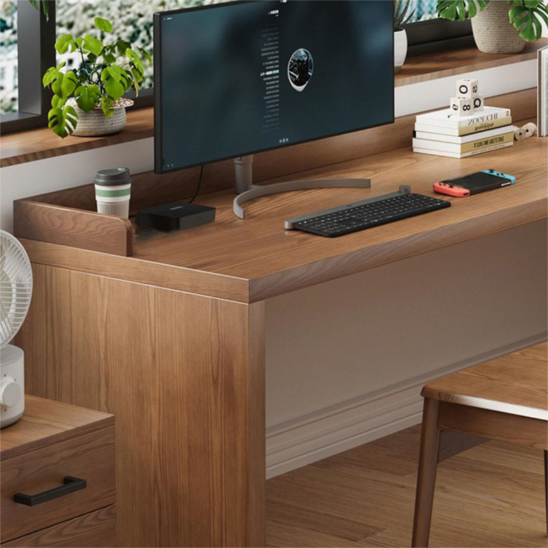 Bureau d'écriture en L en noyer massif, H 29,53 po x l 55,12 po x P 39,37 po, Right Hand